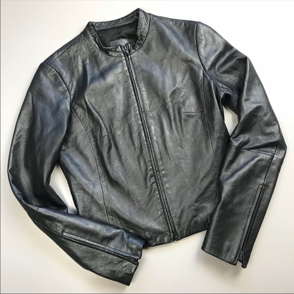 BCBGMaxazria Pewter Metallic Leather Jacket